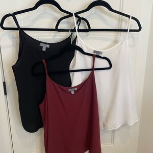 Sears Women's Silk Camisoles in Black, White, and Burgundy